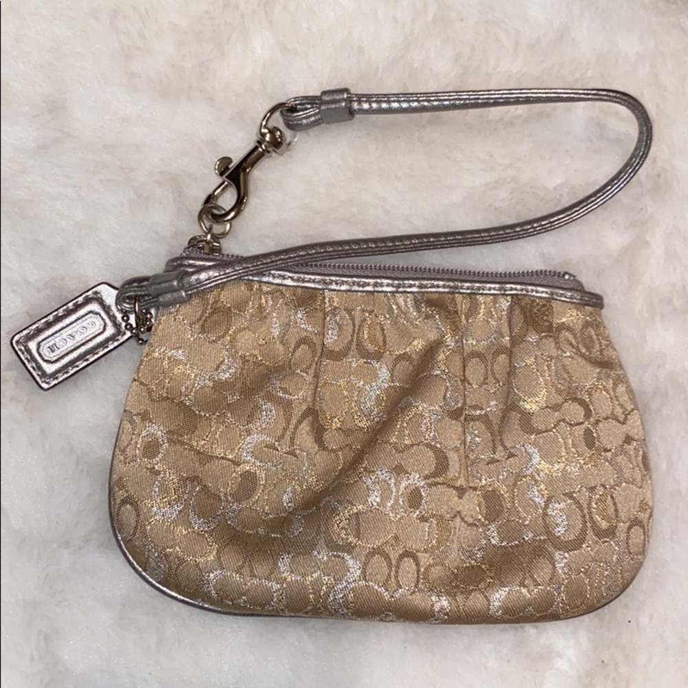 Coach Gold & Silver Lunex Clothe Wristlet
